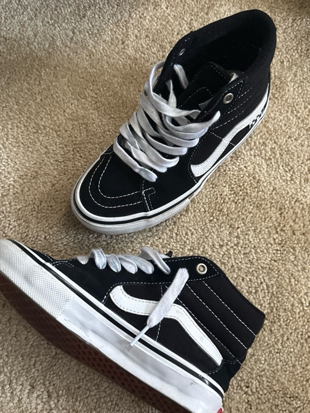 Vans Kids Black & White High-Top Skate Sneakers